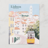 Lissabon Portugal Gouache Paint Illustration Trave Postkarte (Vorderseite)