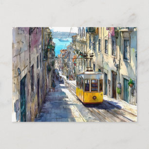 Lissabon Portugal Illustration Fotografie Zug Postkarte