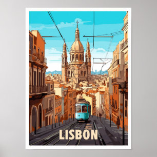 Lissabon Portugal Kunst-Jahrgang Reise Illustratio Poster