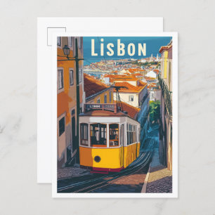 Lissabon Portugal Kunst-Jahrgang Reise Illustratio Postkarte