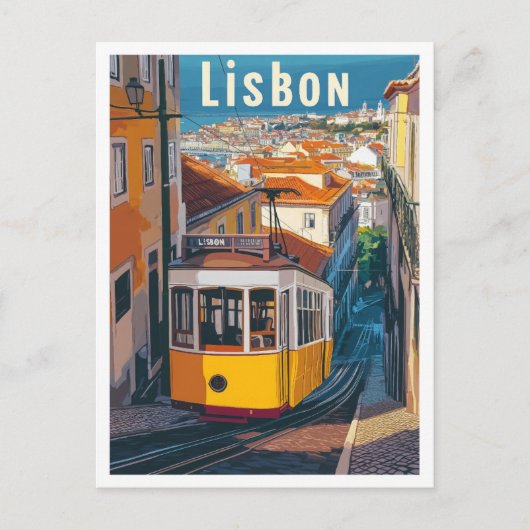 Lissabon Portugal Kunst-Jahrgang Reise Illustratio Postkarte (Vorderseite)