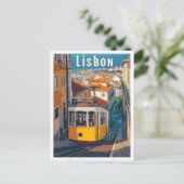 Lissabon Portugal Kunst-Jahrgang Reise Illustratio Postkarte (Stehend Vorderseite)