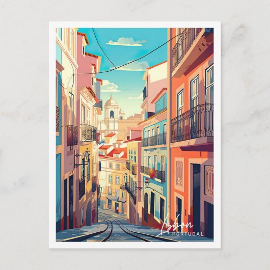 Lissabon Portugal Kunst-Jahrgang Reise Illustratio Postkarte (Vorderseite)