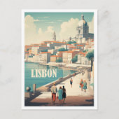 Lissabon Portugal Kunst-Jahrgang Reise Illustratio Postkarte (Vorderseite)