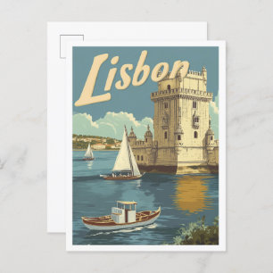 Lissabon Portugal Kunst-Jahrgang Reise Illustratio Postkarte