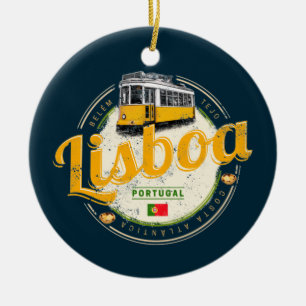 Lissabon Portugal mit Retro-Straßenbahn Vintage-So Keramik Ornament