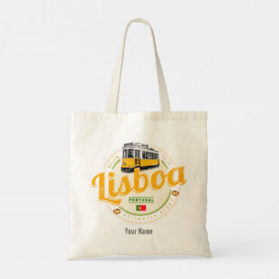 Lissabon Portugal mit Retro-Straßenbahn Vintage-So Tragetasche