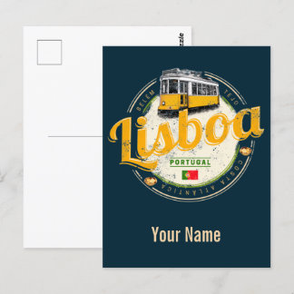 Lissabon Portugal mit Retro Tram Vintag Souvenir Postkarte