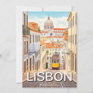 Lissabon Portugal Pantheon Alfama Wassercolor Feiertagskarte