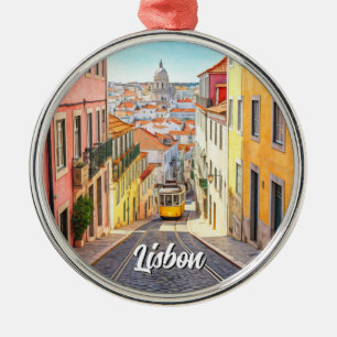 Lissabon Portugal Pantheon Alfama Wassercolor Ornament Aus Metall