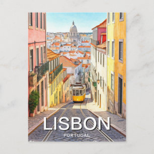 Lissabon Portugal Pantheon Alfama Wassercolor Postkarte