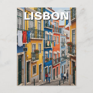 Lissabon Portugal Pantheon Alfama Wassercolor Postkarte