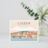 Lissabon Portugal Pastelltadel Reisedesign Postkarte (Stehend Vorderseite)