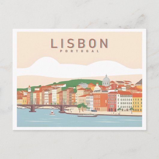 Lissabon Portugal Pastelltadel Reisedesign Postkarte (Vorderseite)