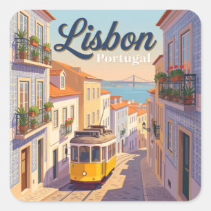 Lissabon Portugal Quadratischer Aufkleber