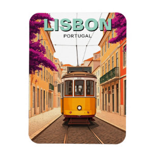 Lissabon Portugal Reisen Gelbe Straßenbahn Magnet