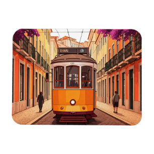 Lissabon Portugal Reisen Gelbe Straßenbahn Magnet