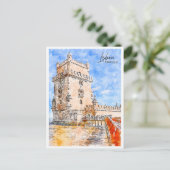 Lissabon Portugal Reiseziel Wasserfarben Postkarte (Stehend Vorderseite)