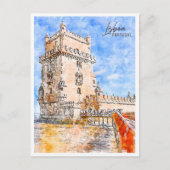 Lissabon Portugal Reiseziel Wasserfarben Postkarte (Vorderseite)