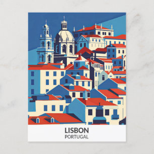 Lissabon Portugal Retro Artwork Travel Postkarte