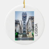 Lissabon Portugal Retro-Aufzug Holiday Souvenir Keramik Ornament (Hinten)