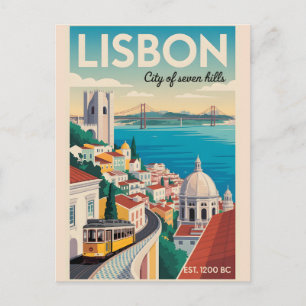 Lissabon Portugal Retro-Silhouette Stadtlandschaft Postkarte