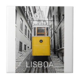 Lissabon Portugal Retro-Straßenbahn Vintage-Souven Fliese