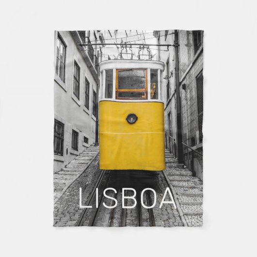 Lissabon Portugal Retro Tram Vintag Souvenir Fleecedecke (Vorderseite)
