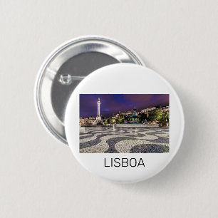 Lissabon Portugal Rossio Square Holiday Souvenir Button