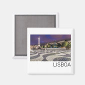 Lissabon Portugal Rossio Square Holiday Souvenir Magnet (Vorderseite/Rückseite)