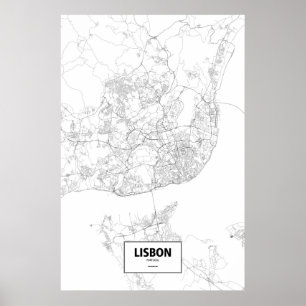 Lissabon, Portugal (schwarz auf weiß) Poster