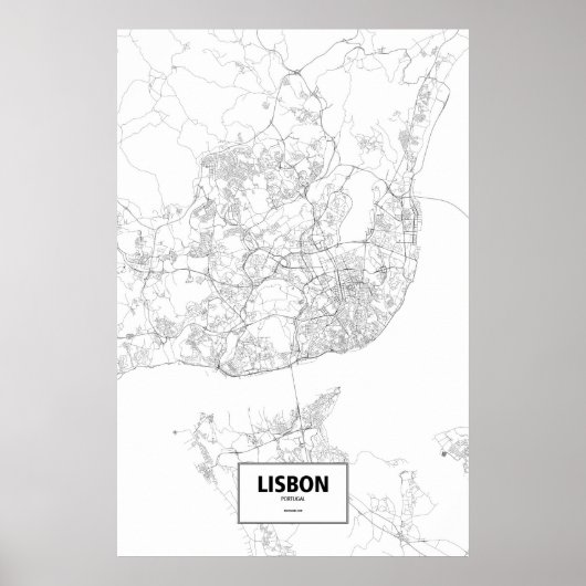 Lissabon, Portugal (schwarz auf weiß) Poster (Vorne)