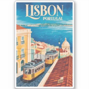 Lissabon Portugal Skyline Illustration Reise Kunst Aufkleber