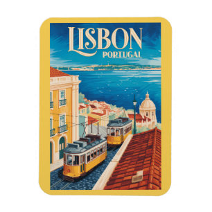 Lissabon Portugal Skyline Illustration Reise Kunst Magnet