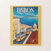 Lissabon Portugal Skyline Illustration Reise Kunst