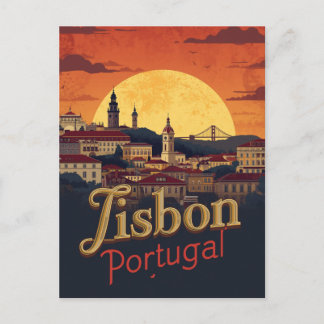 Lissabon Portugal Skyline - Vintage Reise Kunst Postkarte