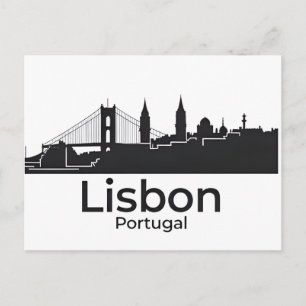 Lissabon Portugal Skyline - Vintage Reise Kunst Postkarte