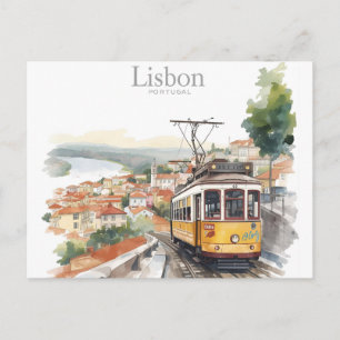 Lissabon Portugal Skyline - Vintage-Straßenbahn Re Postkarte