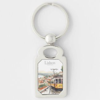 Lissabon Portugal Skyline - Vintage-Straßenbahn Re Schlüsselanhänger