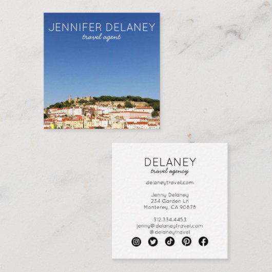 Lissabon Portugal Stadt Europa Foto Tourismus Quadratische Visitenkarte (Vorne/Hinten)