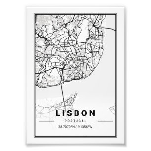 Lissabon - Portugal - Stadtplan Fotodruck