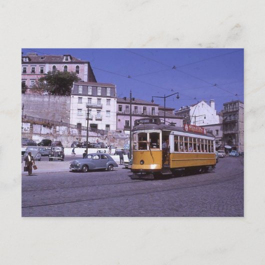 Lissabon Portugal Straßenbahn 1962 Postkarte (Vorderseite)