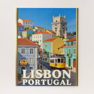 Lissabon Portugal Straßenbahn und Azulejos Puzzle