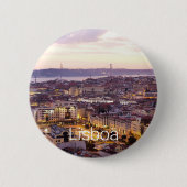 Lissabon Portugal Sunset Skyline Cityscape Souveni Button (Vorderseite)
