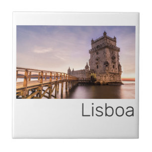 Lissabon Portugal Torre de Belém Sonnenuntergang U Fliese