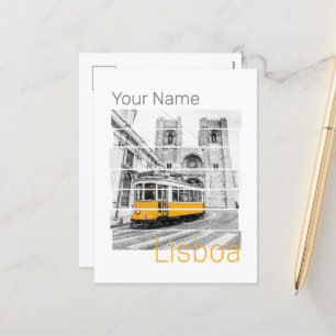 Lissabon Portugal Vintag Holiday Tram Souvenir Feiertagspostkarte