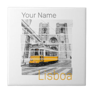 Lissabon Portugal Vintag Holiday Tram Souvenir Fliese