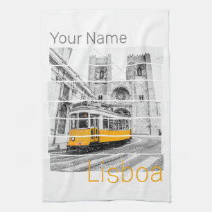 Lissabon Portugal Vintag Holiday Tram Souvenir Geschirrtuch