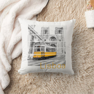 Lissabon Portugal Vintag Holiday Tram Souvenir Kissen