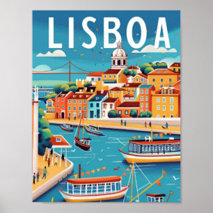 Lissabon Portugal Vintage Berühmter Reiseort Poster